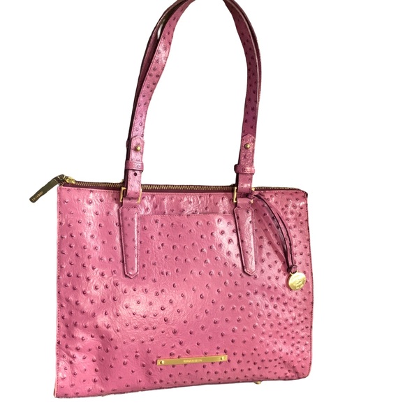 Brahmin Tori Tote Ostrich Fig Normandy Bag Purse Leather - Picture 3 of 16